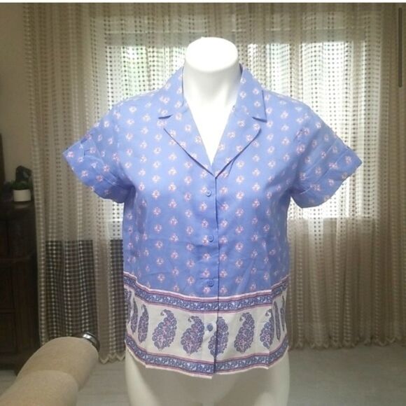 Banana Republic Border Print Boxy Shirt - Picture 2 of 14